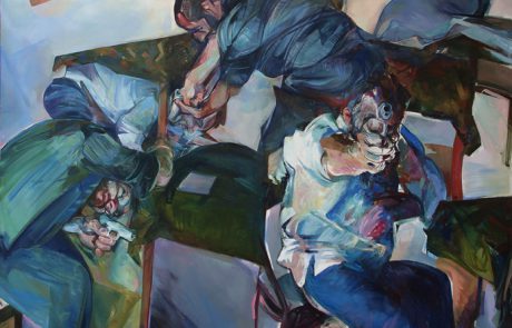 Prawy do lewego lub dobre stosunki 180x190cm olej na plotnie 2011